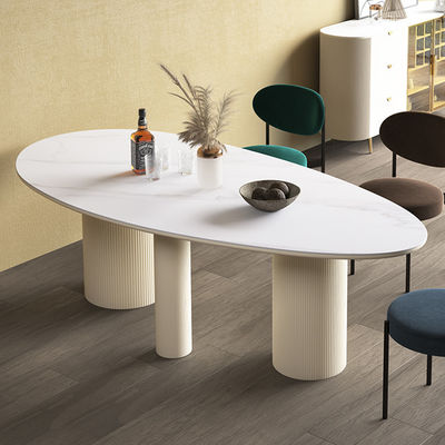 2500kg Bearing Contemporary Marble Dining Table Oval Rock Top Table