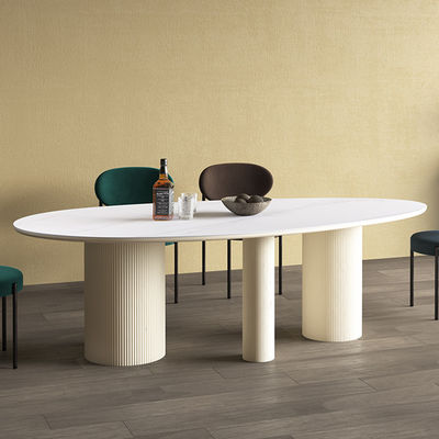 2500kg Bearing Contemporary Marble Dining Table Oval Rock Top Table