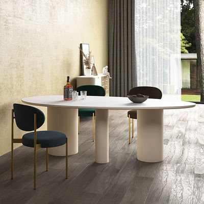 2500kg Bearing Contemporary Marble Dining Table Oval Rock Top Table